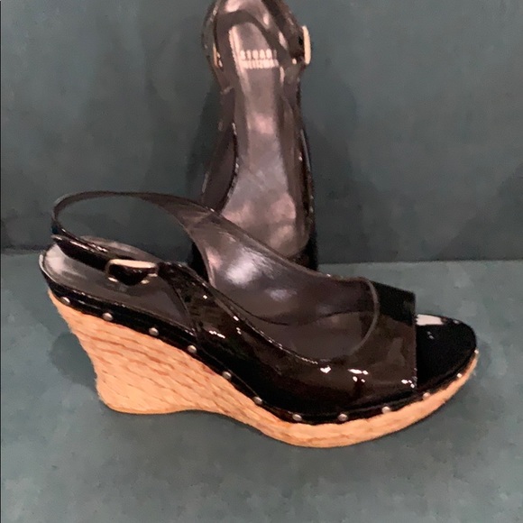 Black Stuart Weitzman Espadrille Platform Sandals - Picture 3 of 3